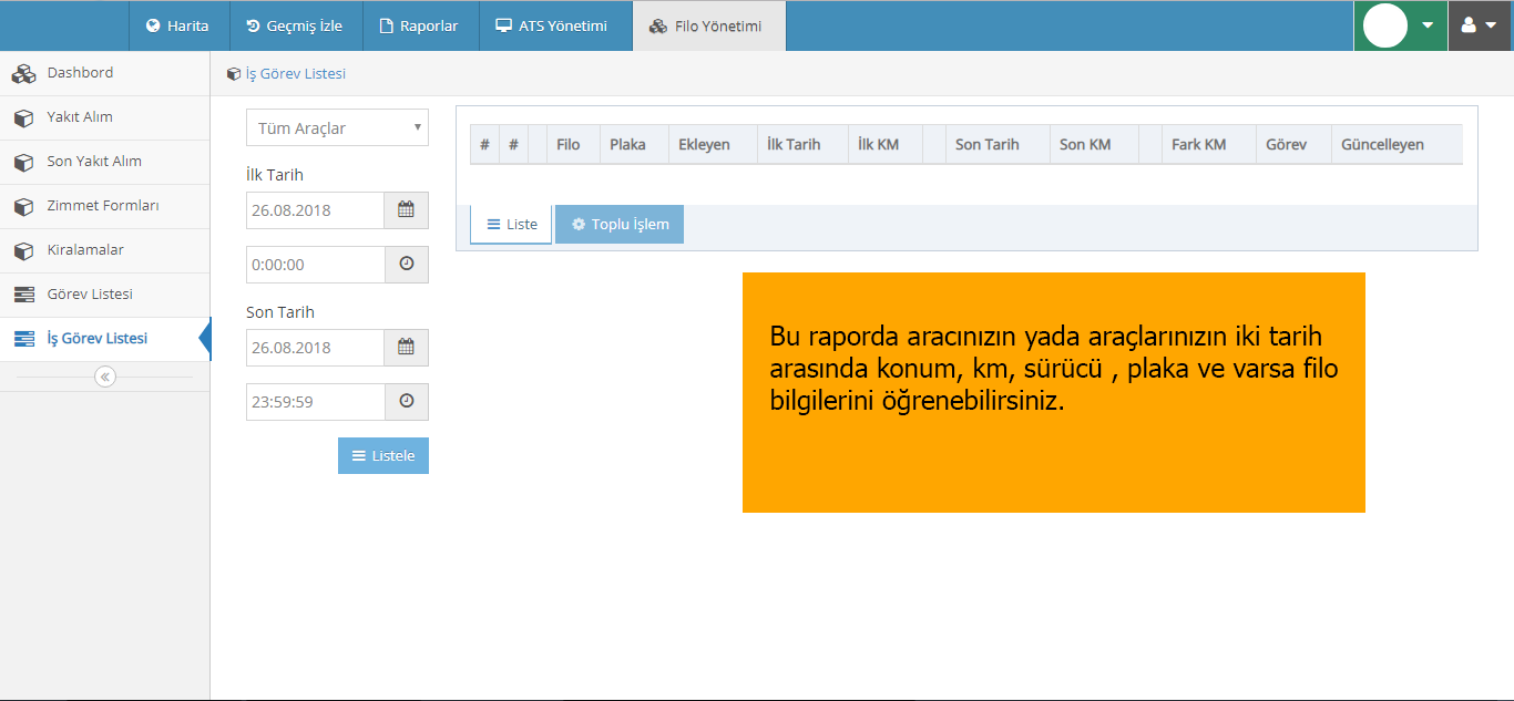 devtakip - İş Görev Listesi Ekranı